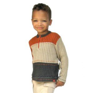 NEW Le Fromage Boys 3-Tone Stylish Toddler Sweater 3T Beige Grey Orange Zipper